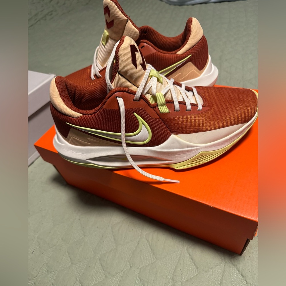 Nike Red and Cream Sneakers with Lime Details